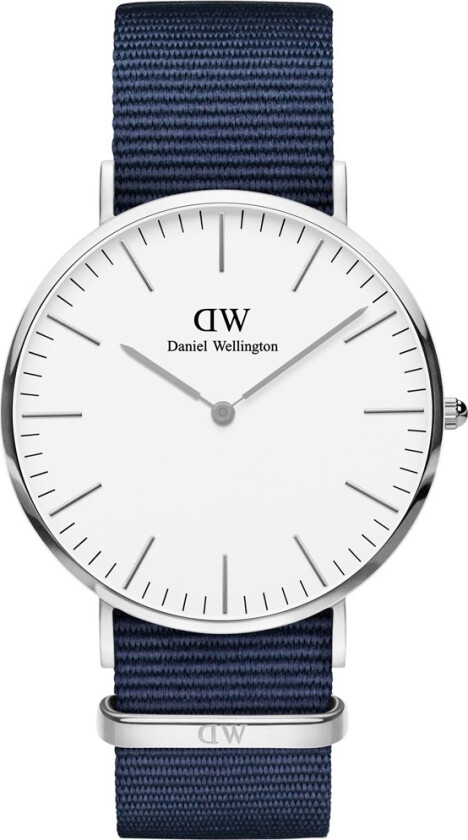 Classic Bayswater Silver 40 MM DW00100276 - Kvarts - Sølv - Unisex - Stoff - Mineral