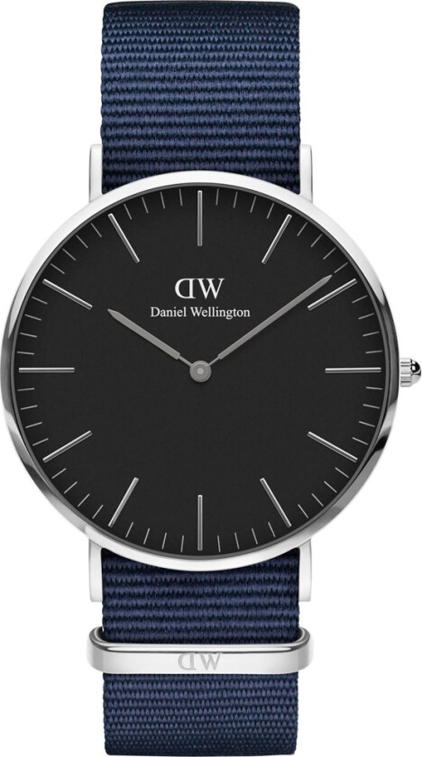 Classic Black Bayswater Silver 40 MM DW00100278 - Kvarts - Sølv - Unisex - Stoff - Mineral