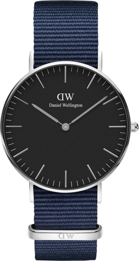 Classic Black Bayswater Silver 36 MM DW00100282 - Kvarts - Sølv - Dameklokker - Stoff - Mineral