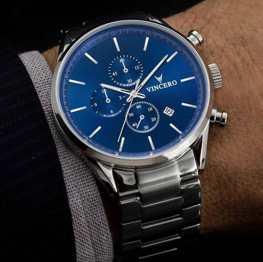 Chrono S Blue Steel Blu-SilM-S12 - Kvarts - Sølv - Unisex - Rustfritt stål - ledd m/pin - Safirbelagt mineralglas