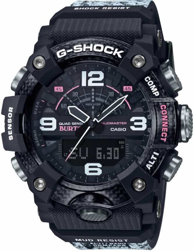 Funksjonalitet med et ekstremt tøft design - Burton x Casio G-Shock Limited Edition Mudmaster GG-B100BTN-1AER - Kvarts - Sort - Herreklokker -...