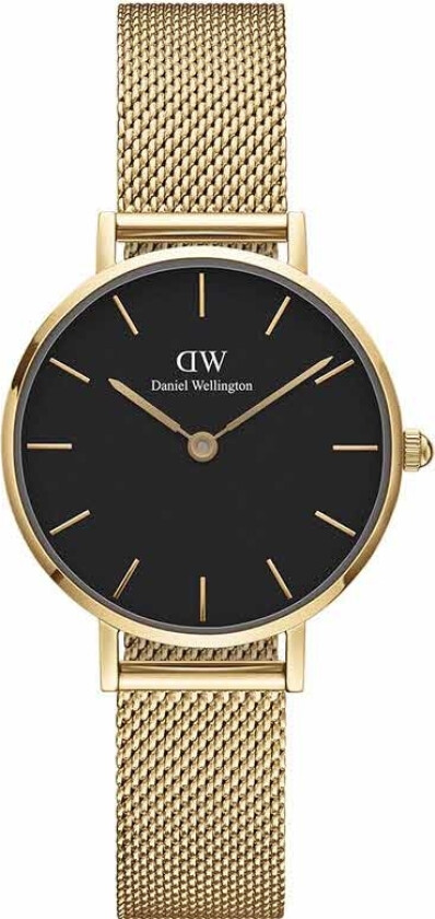 Classic Petite 28mm Evergold Black DW00100349 - Kvarts - Gull - Dameklokker - Meshlenke - Mineral