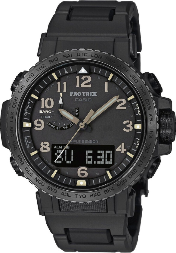Funksjoner som venter på å bli oppdaget - Casio Pro Trek PRW-50FC-1ER - Anadigi - Sort - Herreklokker - Resinledd - Safir