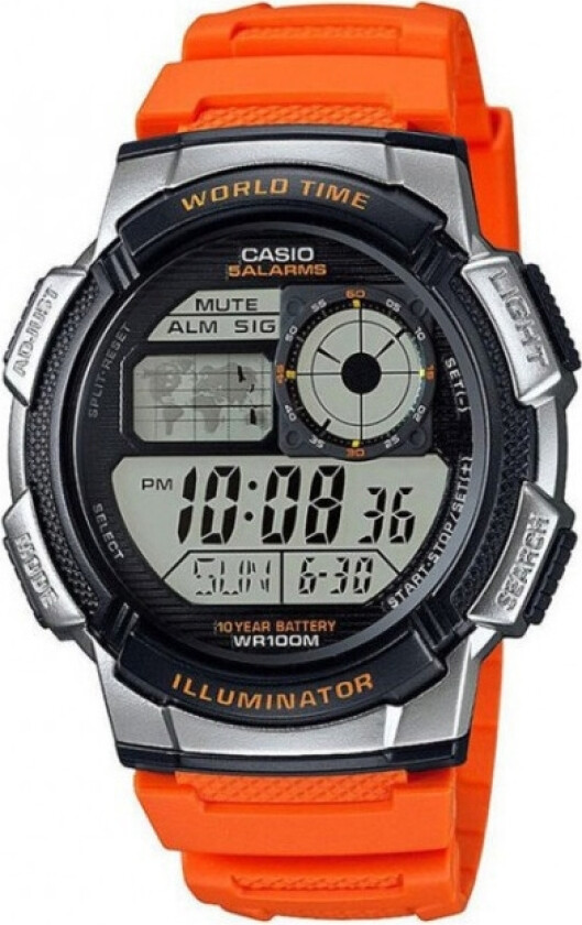 Classic AE-1000W-4BVEF - Digital - Sort - Herreklokker - Fiberrem - Mineral