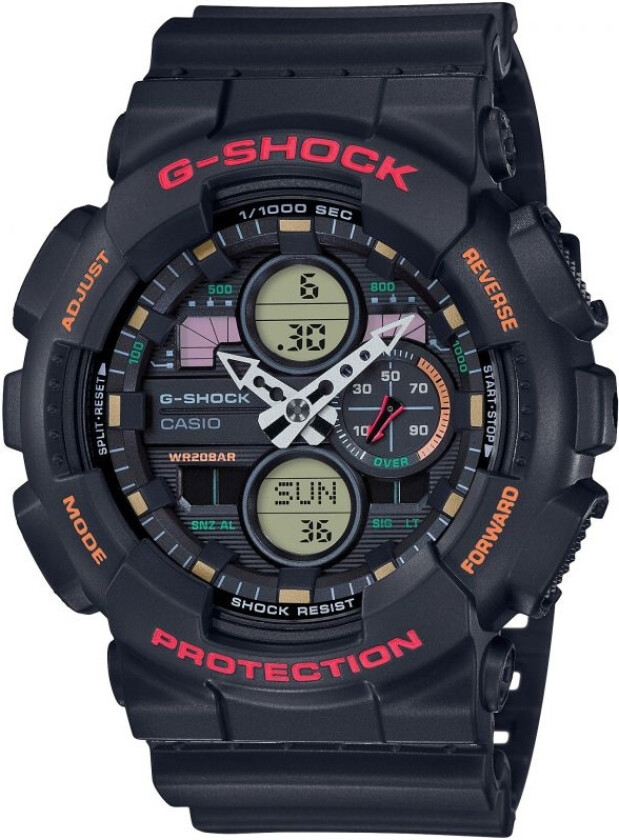 G-Shock GA-140-1A4ER - Anadigi - Sort - Herreklokker - Resin - Mineral