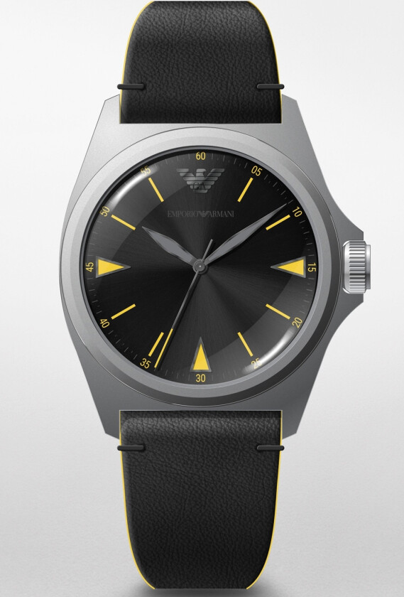 Emporio Armani Nicola AR11330 - Kvarts - Grå - Herreklokker - Skinn - Mineral