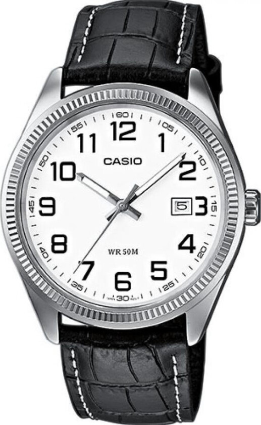 Classic MTP-1302PL-7BVEF - Kvarts - Sølv - Herreklokker - Skinn - Mineral