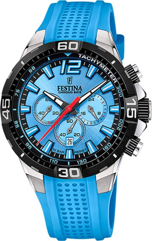 Chrono Bike F20523/8 - Kvarts - Sort Sølv - Herreklokker - Silikon - Mineral