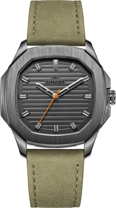 MI - Gun Metal Olive GMI-270L3-88 - Kvarts - Gunmetal - Herreklokker - Skinn - Mineral