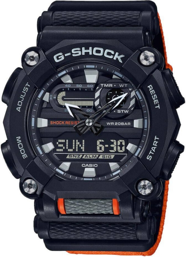 G-Shock Heavy Duty GA-900C-1A4ER - Anadigi - Sort - Herreklokker - Stoff - Mineral