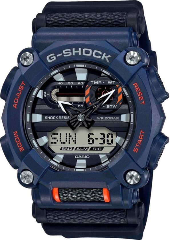 G-Shock Heavy Duty GA-900-2AER - Anadigi - Blå - Herreklokker - Resinledd - Mineral
