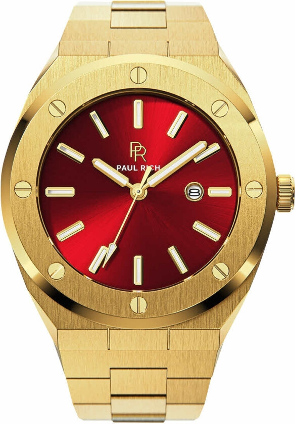 Sultan's Ruby Gold/Red - Kvarts - Gull - Herreklokker - Rustfritt stål - ledd m/pin -