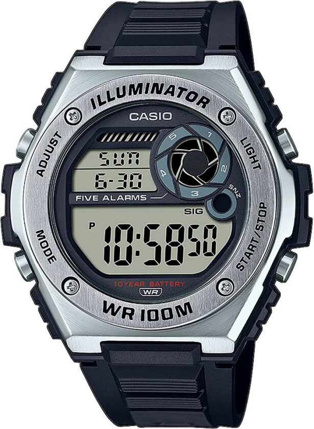 Classic MWD-100H-1AVEF - Digital - Sort - Herreklokker - Resin - Mineral