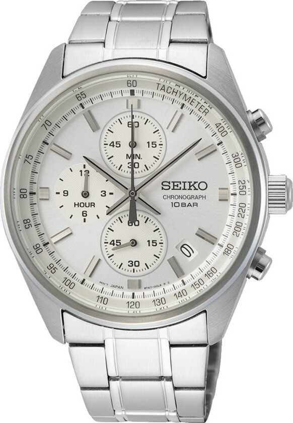 Seiko Chronograph SSB375P1 -  Kvarts - Sølv - Herreklokker - Rustfritt stål - ledd m/pin - Mineral