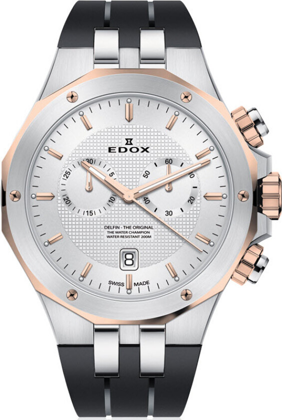 Delfin Chronograph 10110 357RCA AIR - Kvarts - Rosegull Sølv - Herreklokker - Silikon - Safir