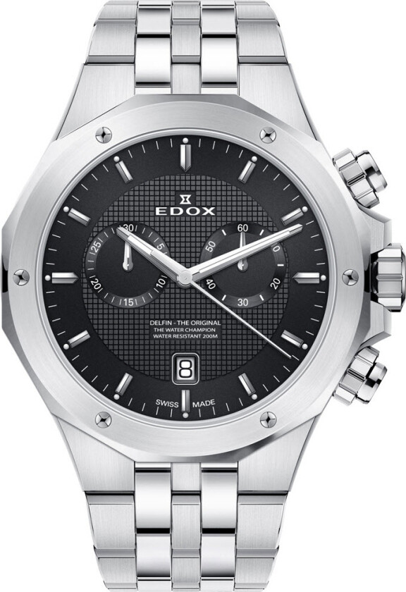 Delfin Chronograph 10110 3M NIN - Kvarts - Sølv - Herreklokker - Rustfritt stål - ledd m/pin - Safir