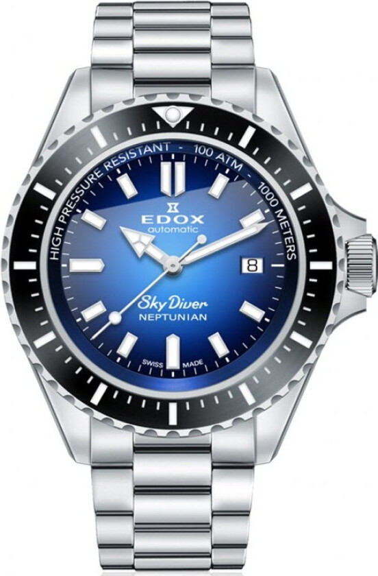 SkyDiver Neptunian Automatic 1000M Diver 80120 3NM BUIDN - Automatisk - Sølv - Herreklokker - Rustfritt stål - ledd m/pin - Safir