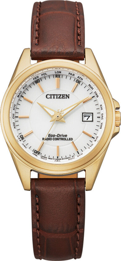Eco-Drive Radio Controlled EC1183-16A - Kvarts - Gull - Dameklokker - Skinn - Safir