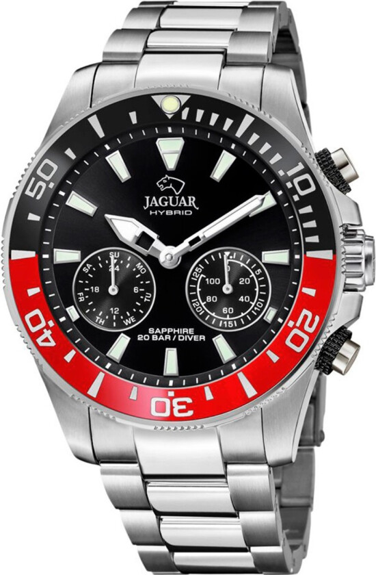 Hybrid Diver J888/3 - Kvarts - Sølv - Herreklokker - Rustfritt stål - ledd m/pin - Safir