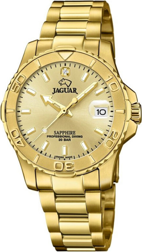 Executive Diver Womens J898/2 - Kvarts - Gull - Dameklokker - Rustfritt stål - ledd m/pin - Safir