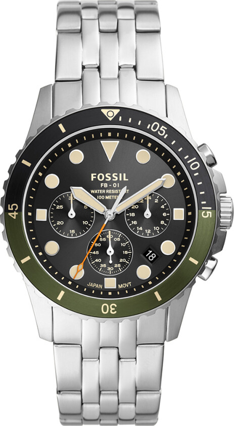 FB-01 Chronograph FS5864 - Kvarts - Sølv - Herreklokker - Rustfritt stål - ledd m/pin - Mineral