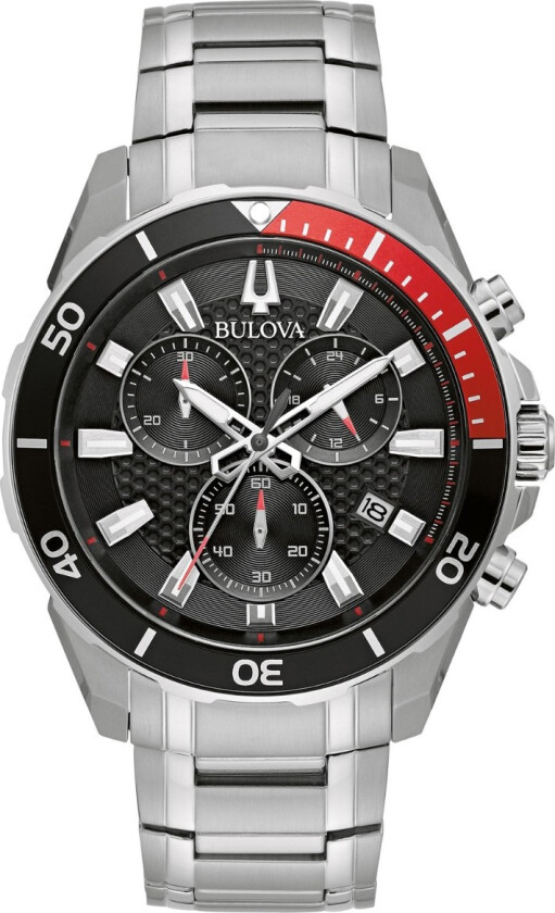 Exclusive Sport Chronograph 98B344 - Kvarts - Sølv - Herreklokker - Rustfritt stål - ledd m/pin - Mineral