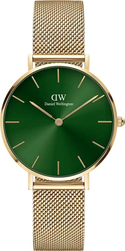 Petite Emerald Green 32mm DW00100480 - Kvarts - Gull - Dameklokker - Meshlenke - Mineral