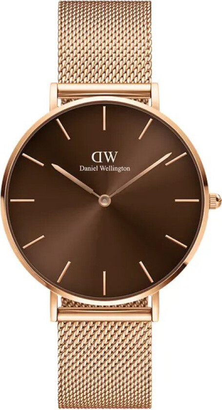 Petite Amber Brown 36mm DW00100478 - Kvarts - Rosegull - Dameklokker - Meshlenke - Mineral