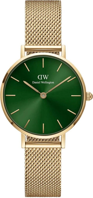 Petite Emerald Green 28mm DW00100479 - Kvarts - Gull - Dameklokker - Meshlenke - Mineral