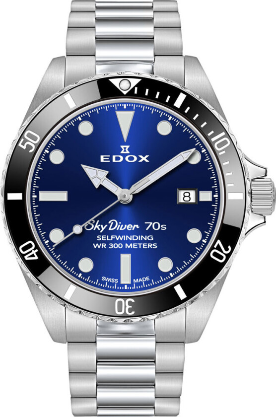 Sky Diver 70s Automatic 300M Diver 80115 3N1M BUIN - Automatisk - Sølv - Herreklokker - Rustfritt stål - ledd m/pin - Safir