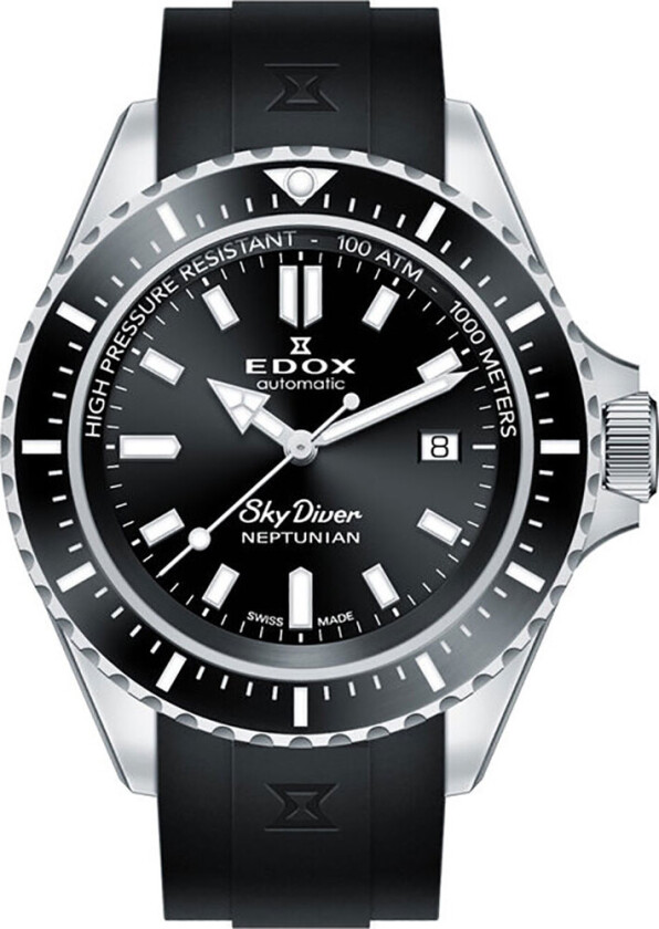 Sky Diver Neptunian Automatic 1000M Diver 80120 3NCA NIN - Automatisk - Sølv - Herreklokker - Silikon - Safir