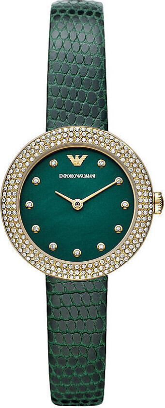 Emporio Armani Rosa Green AR11419 - Kvarts - Gull - Dameklokker - Skinn - Mineral