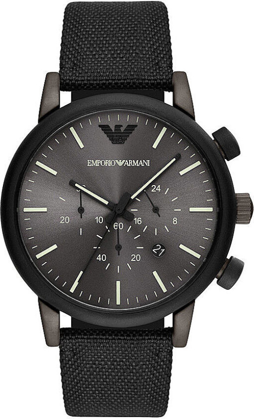Emporio Armani Luigi AR11409 - Kvarts - Sort - Herreklokker - Stoff - Mineral