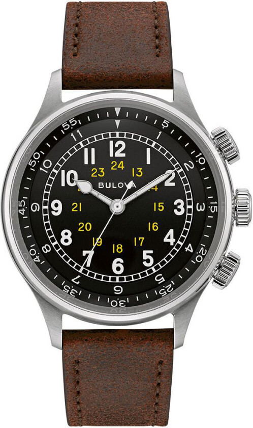 A-15 Pilot 96A245 - Automatisk - Sølv - Herreklokker - Skinn - Safir