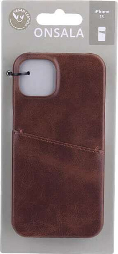 iPhone 13 Collection Skinn Bakdeksel med Kortlomme - Brun