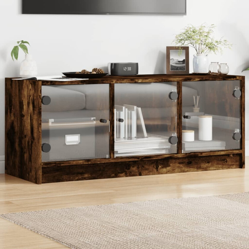 TV-benk med dør røkt eik 102x37x42 cm