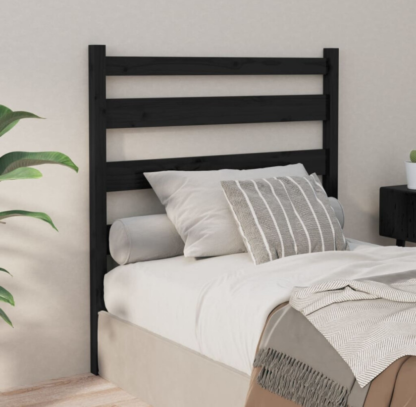 Sengegavl svart 96x4x100 cm heltre furu