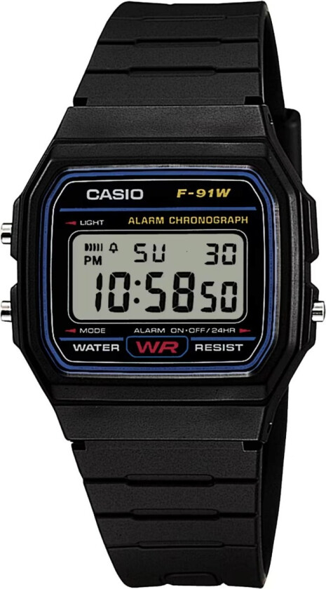 Classic F-91W-1YEG - Digital - Sort - Unisex - Resin - Akryl
