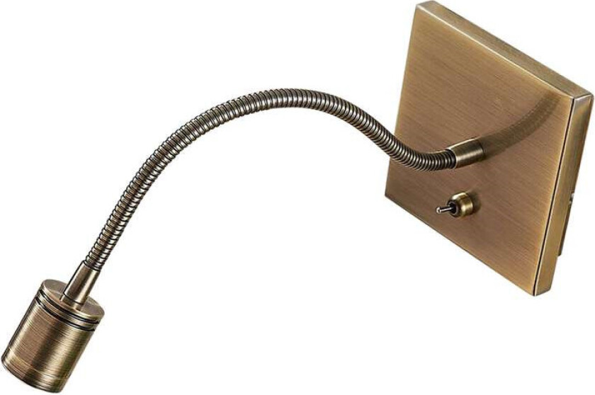 LED-veggleselampe Mayar, fleksarm, antikkmessing