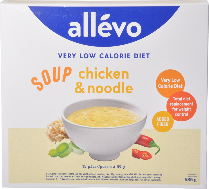 Allevo VLCD Soup Chicken & Noodle, 15 x 39 g