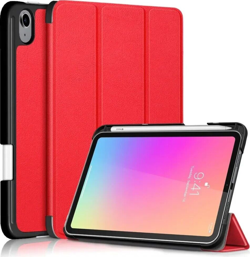 iPad Mini (2021) Tri-fold Deksel med Apple Pencil Holder - Rød