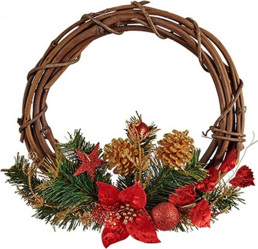 Julekrans 30,48 cm Rød Tre Grønn Plast