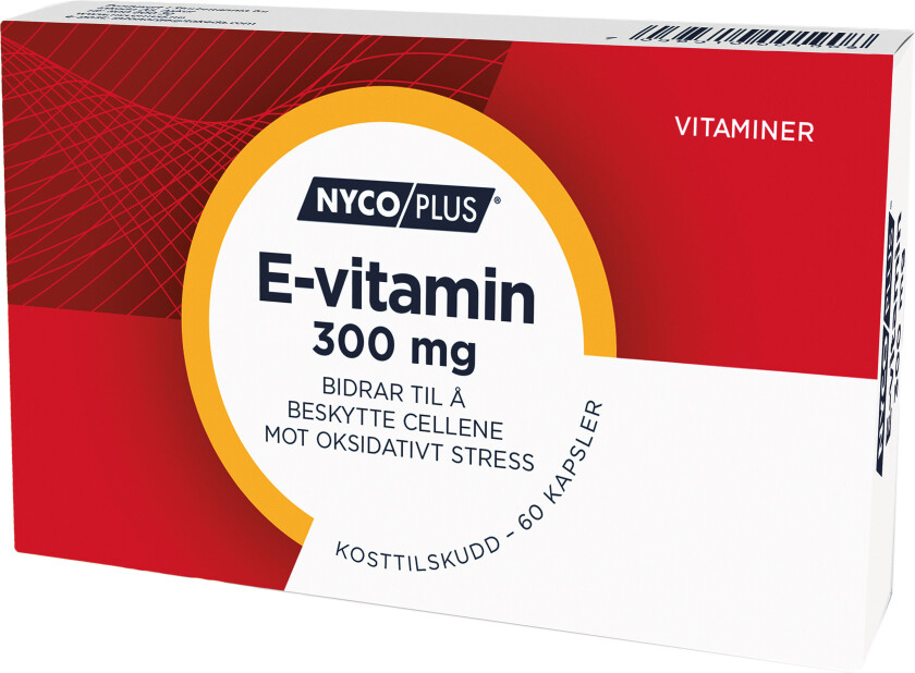 E-vitamin 300 mg, 60 kapsler