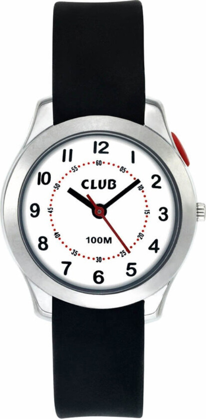 100M Black White AAU-007 - Kvarts - Sølv - Barneklokker - Gummi - Mineral