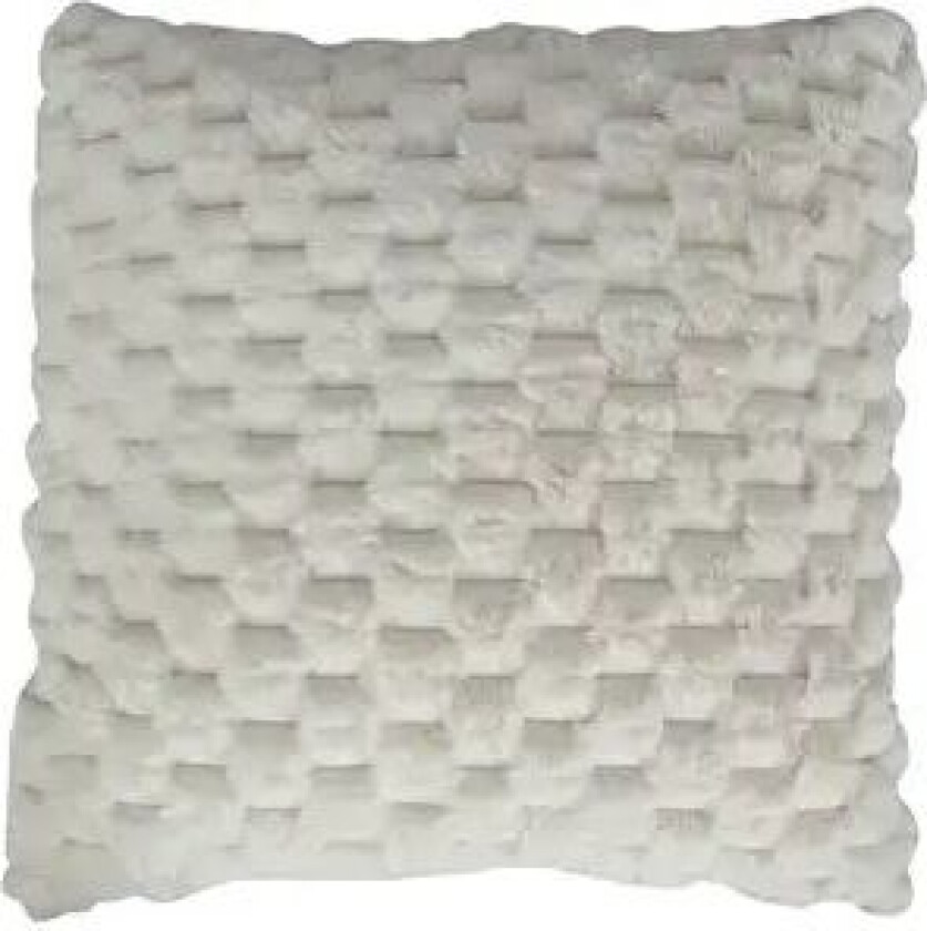 Pyntepute - 45x45 cm - Hvit - Fake fur sofapute - Vaffel struktur -