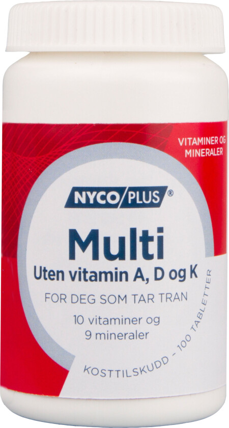 Multi uten vitamin A, D og K, 100 tabletter