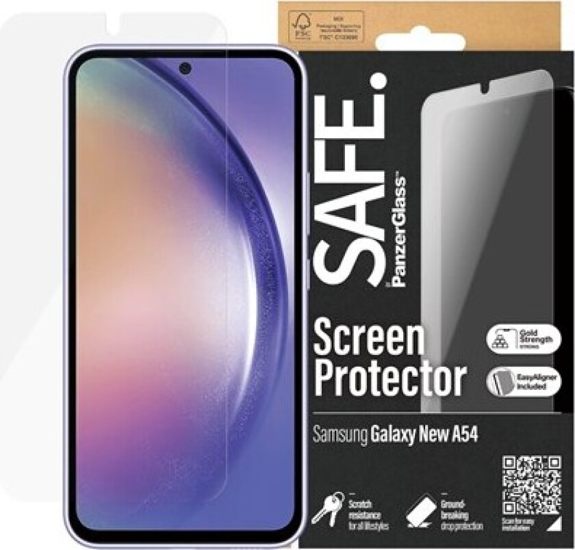 Samsung Galaxy A55 (5G) Ultra-Wide Fit Beskyttelsesglass - Case Friendly - Gold Strength - Gjennomsiktig