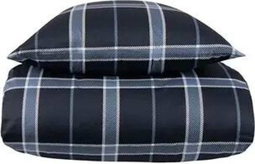 Sateng sengesett - 150x210 cm - 100% Bomullssateng - Big check blue