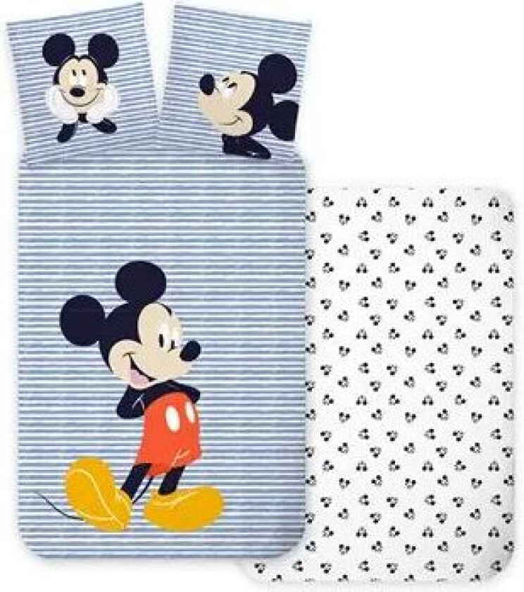 Sengetøy til barn - 100x140 cm - Mickey Mouse - 100% bomull - Mykt og fint sengetøy
