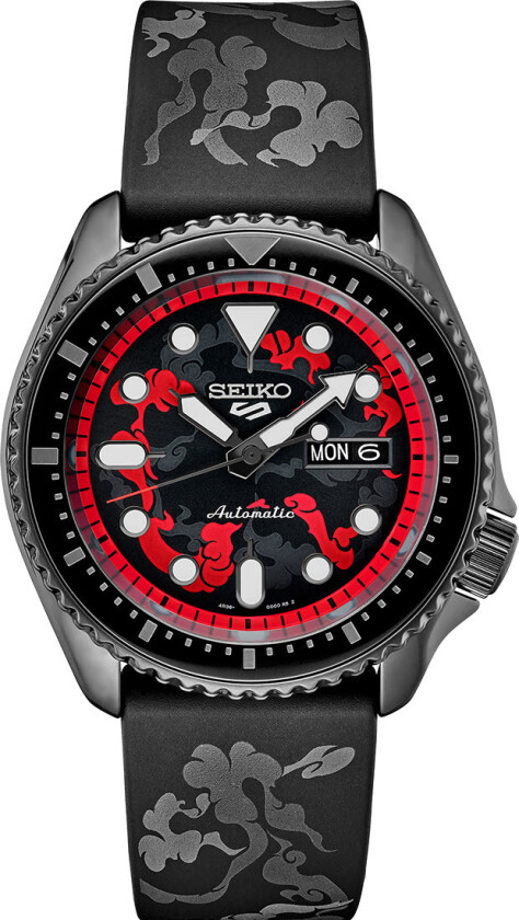 Seiko 5 Sports One Piece Luffy Limited Edition SRPH65K1 -  Automatisk - Sort - Herreklokker - Silikon - Mineral